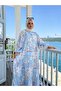 Ethnic Patterned Robe Summer Dress |   Buttoned and Relaxed Fit Blue - 6