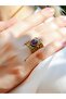 Natural Stone Amethyst Natural Stone Adjustable Antique Women's Ring Euy68Amt