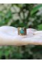 Natural Stone Green Agate Adjustable Ancient Women's Ring with Natural Stone Euy68Ya - 3