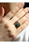 Natural Stone Green Agate Adjustable Ancient Women's Ring with Natural Stone Euy68Ya - 2