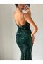strappy sequined velvet dress, trend, special occasion, fishtail evening gown, tie-detail and zippered at the back - 5