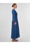 100% Cotton Buckle Detailed Maxi Dress Indigo - 5