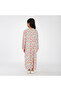 Floral Kids Jalabiya - White Printed Maxi with V-Neck and Stone Embellishments - 3