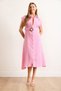 Women's Candy Pink Lining Sewn Belted Muslin Shirt Dress Elb-19002423 - 2