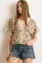 Women's Stone Green Guipure Detailed Linen Look Blouse Blz-19003028