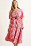 Women's Dusty Rose Belted Double Breasted Collar Bat Slit Midi Dress Elb-19002458