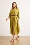 Women's Oil Green Modal Pocket Belt Hidden Placket Maxi Shirt Dress Elb-19002456 - 5