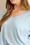 Women's Baby Blue Silver Stitching Detail V Neck Viscose Blouse Blz-19002747 - 6