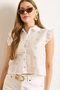Women's White Baby Collar Crop Cotton Fisto Shirt Gml-19001361 - 4