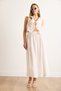 Women's White Modal Top Embroidered Vest Bottom Pocket Flared Skirt Suit Tkm-19000402 - 2