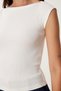 Boat Neck Flexible Ribbed Knitted Blouse Ekru Lus0154 - 4
