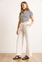 Women's White Elastic Waist Pocketed Leg Tassel Detailed Washable Gabardine Trousers Pnt-19000351 - 2