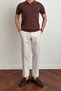 Men's Matte Brown Slim Fit Ribbed Polo Neck Knitwear T-Shirt - 3