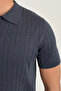 Men's Matte Smoked Slim Fit Ribbed Polo Neck Knitwear T-Shirt - 3