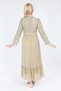 Girls' Hijab Dress-Lace Pattern-Lined-Chiffon Fabric- Long Dress with Necklace Detail - 8