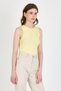 Yellow Collar and Shoulder Stone Detailed Ribbed Knitted Undershirt 1249