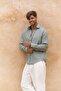 Agnola Oversize Men's Mint Linen Shirt - 3