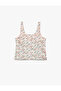 Cotton Square Neck Sleeveless Strap Floral Crop Blouse