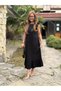 Women's Gathered Off the Shoulder Boat Neck Ruffle Janjan Crepe Dress - 3