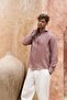 Agnola Oversize Men's Light Burgundy Linen Shirt