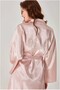 Women's Bridal Powder Silver Mini Belted Stylish Stone Bride Dressing Gown - 3