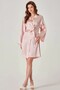 Women's Bridal Powder Silver Mini Belted Stylish Stone Bride Dressing Gown