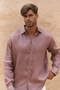 Agnola Oversize Men's Light Burgundy Linen Shirt - 6