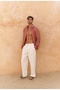 Lorenza Belt Detail Ecru Men's Trousers