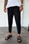Men's Boyfriend Fit Ribbed Black Jogger - 2