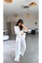 White Woven Double Breasted Collar Shirt Suit - 2