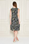 Women's Green White Leaf Patterned Circle Neck Skirt Ruffle Burmick Dress - 3