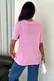 Women's Standard Size Pink Knitwear Blouse Gold Button Detailed Standard Size - 4