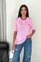 Women's Standard Size Pink Knitwear Blouse Gold Button Detailed Standard Size - 2