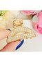 Semicircle Metal Buckle Letter D Luxury Crystal Stone Gold Color Hair Clip Sat-108