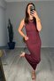 Crinkle Fabric Gathered Sides Sleeveless Dress - 8