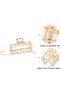 Metal Rectangular Pearl Dangle Latch Buckle Pearl Detailed Gold Gold Color Hair Clip Sat-106 - 4