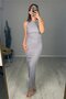 Crinkle Fabric Gathered Sides Sleeveless Dress - 6