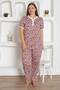 X-Dreamy Plus Size Lycra Cotton Floral Short Sleeve Pajamas Set - 4