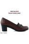Elize Burgundy Genuine Calfskin Thick Heeled Loafer Shoes - 2