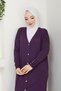 Women's Mercerized Button Detailed Full Length Knitwear Cardigan - 6