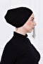 Snap-On Black Bonnet Front Seamless Non-Slip Elastic Women's Hijab Practical Snap-On Underwear Bonnet - 2