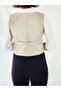 Cream Ornamental Pocket Buttoned Woven Vest - 6