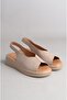 Seç B1001 Genuine Leather Women's Sandals with Wedge Heels Mink - 2