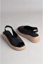 Seç B1001 Genuine Leather Women Sandals Black - 5