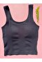 Cotton Camisole Striped Fabric Fixed Pad 3-Piece White, Black, Green Women's Half Undershirt - 2