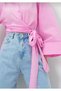 Women's Pink Spanish Sleeve Tie-Detail Belted Shirt Pearl - 2