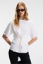 Naria Women's Crew Neck Short Sleeve Agraj Detail at Waist Relaxed Fit Ecru Blouse - 2