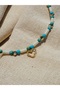 Turquoise and White Coral Stone Heart Detailed Women's Necklace - 7