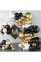 Black White Gold Confetti Balloon Set - 80 Piece Party Balloon + Chain and Tape with Gift