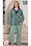Natural Viscose Mother Model Lace Pajama Set Green - 3